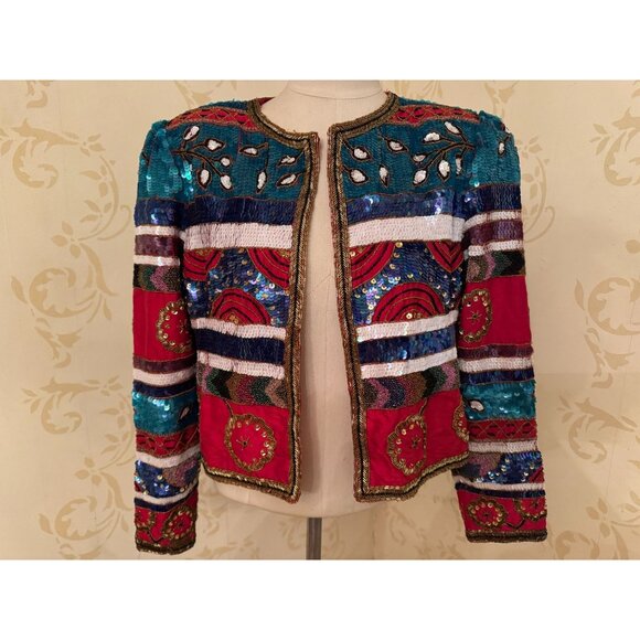 Ladies Size PM Leslie Fay Evenings Petite Sequin Jacket - Picture 1 of 4